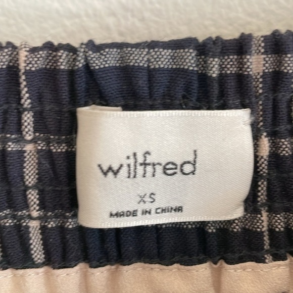 Wilfred Aritzia Soleste High-Waisted Drawstring Pant Women’s Size XS Plaid Navy - Picture 7 of 7